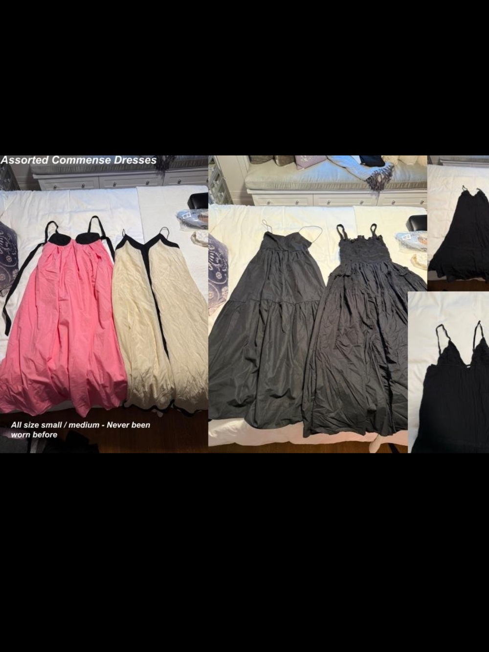 Commense Pink, Cream & Black Sleeveless Maxi Dress Set